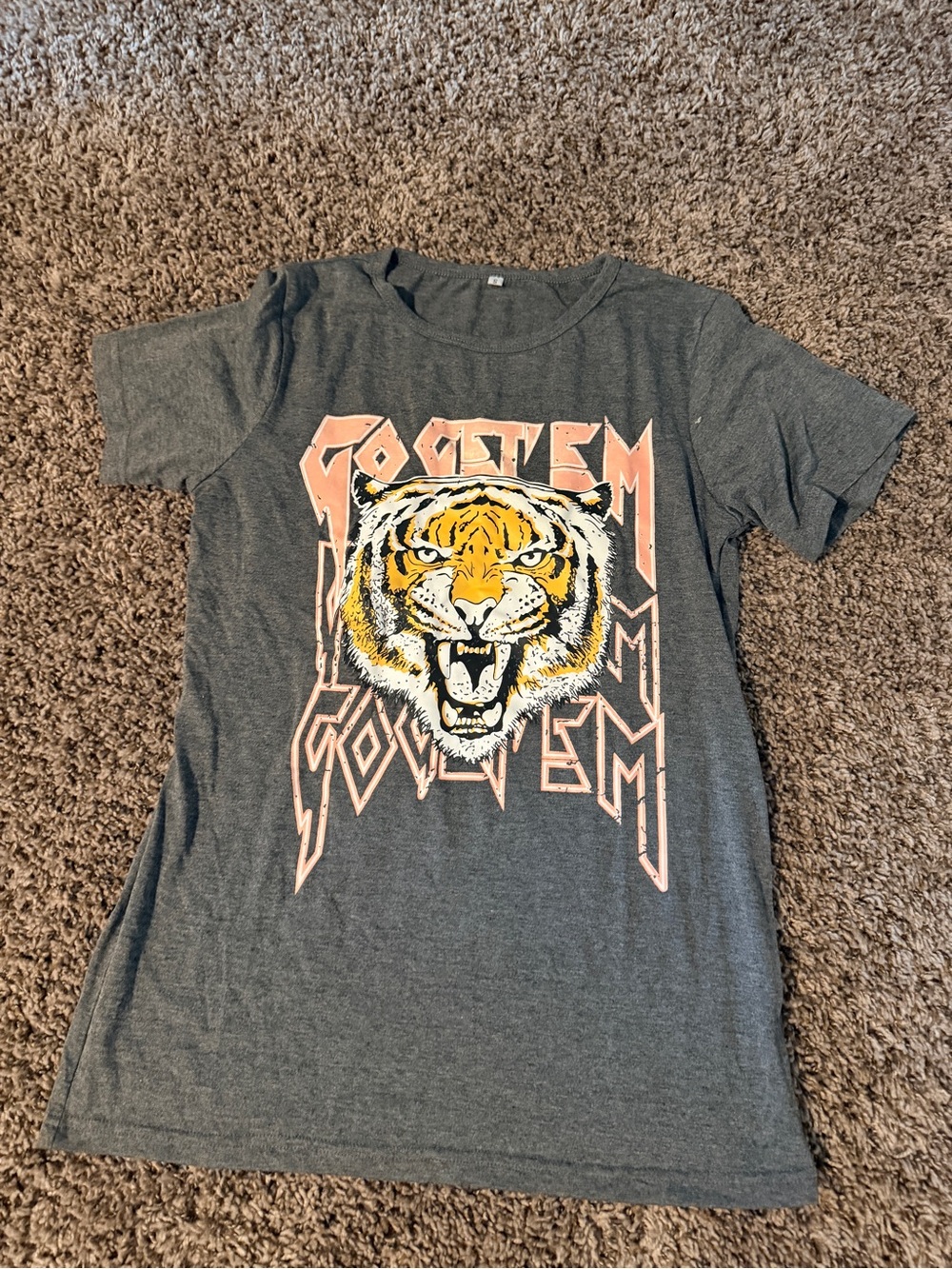 Charcoal Graphic Tee with Roaring Tiger